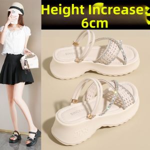 DINGMUYI | 6CM Platform Heightening Dual Wear Sandals
