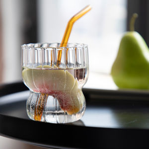 C.N. 260ml Stripe Drinking Glasses Coffee Cup WineWater Milk Drinkware Glass