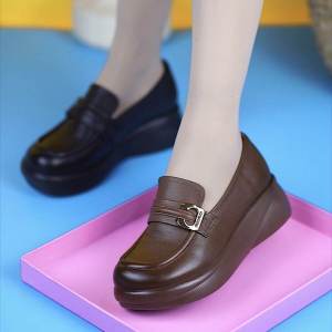 Giày Đế Bằng Da Thật Đế Dày Đế Xuồng Mũi Tròn Thường Ngày Cho Nữ Mùa Xuân Thu Mới Về Giày Lười Mềm Mại