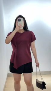 4406 jihyo slate scuba blouse kerja blouse kasual