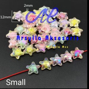 25 Pcs Manik Manik Bintang Mini Kristal Transparan Doff Kilap Manik Akrilik