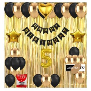 Set Dekorasi Hiasan Balon Pesta Ulang Tahun Anak Banner Happy Birthday Tirai Foil Ultah Gold Simple