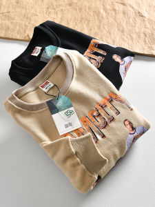 Áo Nỉ Cổ Tròn Dày Dặn Bằng Cotton Lót Lông Cừu Rộng Rãi Phong Cách Mỹ Cổ Điển Thời Trang Thu Đông Dành Cho Nam