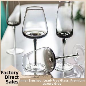 Crystal Glass Smoke Gray Amber High-stemmed Wine and Champagne Glass