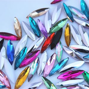 New Acrylic Nail Art DIY Handmade Material Kit Horse Eye Shape Rhinestones Decorations 4*15mm Long Sharp Bottom Drill