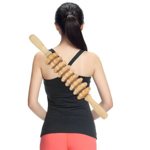 Wooden Meridian Yoga Wand Facial Roller Wooden Slimming Massage Stick Muscle Relaxation Leg Back Strap Cervical Spine Massager