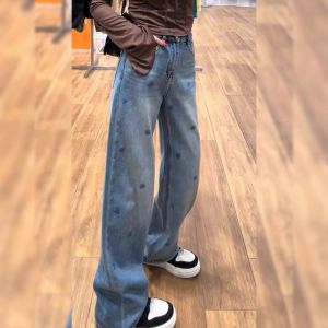 Fashion New Arrival Spring High Waist Slim Straight Denim Trousers