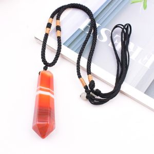 1pc Natural Banded Red Agate Hexagonal Crystal Point Healing Carnelian Crafts Holiday Gift Souvenir