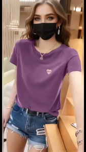 FunnyeS Plus Size Summer Korean Style Casual Loose Round Neck Printed Short-Sleeved T-Shirt 2305