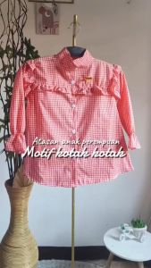 Blus anak perempuan 3-12 tahun / kemeja anak perempaun motif kotak-kotak korean style