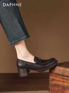Daphne | New Autumn Loafer Brown British Style Coarse Heel Shoes