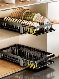 B&W | Kitchen Drawer Dish Rack Large Capacity Slidable