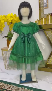 Gaun melisa pesta natal tahun baru anak perempuan usia 2 - 7 tahun / baju dress ultah pita lengan pendek - pakaian dress anak cewek terbaru