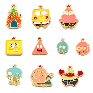Cute Cartoon Sponge Bob Square Pants Octopus Brother Drop Alloy Backpack Charms DIY Korean Style Fashion Jewelry Accessories