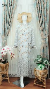 Gamis Rayon Twill Cantik – Corak Bunga Besar Bikin Anggun!