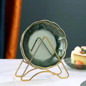 SK-C1450 Piring Bunga Bulat Pinggiran Emas / Flower Piring Saji Hajatan Prasmanan Makanan Buah