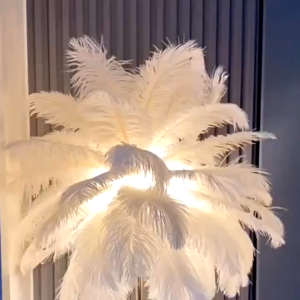 Feather Design Led Floor Lamp With Electroplating Base For Living Room