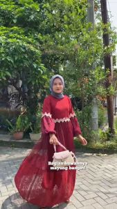 Gamis Wanita Terbaru 2024 Olivia Dres Brukat Mix Tile Furing Hyget Dress Kondangan Brokat Kekinian