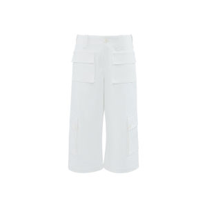 audwyn | White Utility Capri Pants Slim Fit Lengthening Loose Mid-Rise