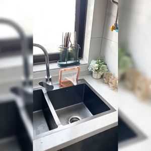 Giá treo lưới lọc rác tích hợp giá để đồ bồn rửa chén gọn nhẹ ngăn tắc nghẽn kèm túi 50 lưới lọc