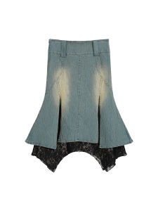 Cut Original ดีไซน์ ความยาวปานกลาง ลูกไม้ เม็ดมีด ผู้หญิง กระโปรง ยืดได้ หางปลาต่ํา เอว หลากหลาย สไตล์ ฤดูใบไม้ผลิ 2024 คอลเลกชัน