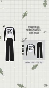 One Set Korean Style 2in1 | Crop Top Wanita Knit Rib + Celana Scuba Premium | - KA056