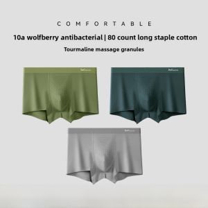 Mens Cotton Underwear Breathable Boxer Shorts Antimicrobial Comfortable No-Tag Flat Angle Pants Luxury Style Youth Suitable