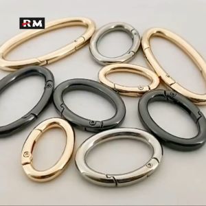 [2 Pcs] Oval Spring Buckle Zinc Alloy Egg-Shaped O-Shaped Spring Ring Bag Handle Ring Sewing-Free Press-Open Buckle Shoulder Strap Hook Buckle Clothing Luggage Accessories Keychain