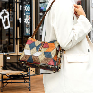 LouisWill Womens Bag Shoulder Bag Cross-body Bag Handbag Messenger Bag Bohemian Style Bag Splicing Contrast Colors Design Multifunctional Large Capacity Bag Adjustable Shoulder Straps