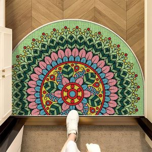 VIKAMA Persian-Style Semi-Circular Carpet - Durable And Easy To Clean - Entryway Floor Mat Bathroom Door Mat Home Decoration