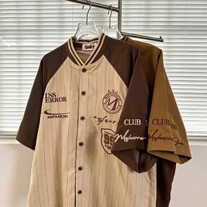 XIBAIYI | Extra Large 300lb Capacity Striped Embroidered Baseball Shirt