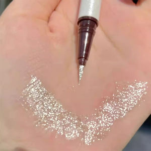 Waterproof Sparkling Highlight Pearl Eyeliner Pen Ultra Fine Liquid Brush for Women Brightening under Eye Glowing Two-In-One