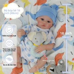 Búp Bê Sơ Sinh Thực Tế 18 Inch Chất Liệu Vinyl Thân Bé Trai Làm Thủ Công Nghệ Thuật Da 3D Đồ Chơi Cho Bé Gái Quà Giáng Sinh Đồ Sưu Tầm Tương Tác