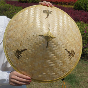 Bamboo Woven Sun Protection Straw Hat Wide Brim Custom Logo