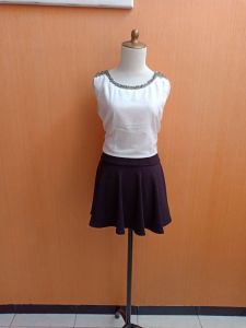 atasan wanita putih LINDY cewek M blouse kutung cute manik di leher