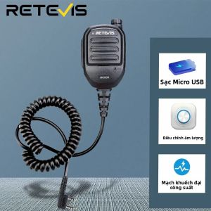 Loa Micro Sạc Lại Retevis HK008 2 Chân Với Nút PTT Gắn Ngoài Dành Cho Máy Bộ Đàm Baofeng UV 5R H777 TYT Quansheng UV K5