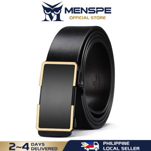 MENSPE Mens Belt Men Fashion Business Belt Genuine Leather Belt Second-layer Cowhide Automatic Buckle Belts Brand Luxury High Quality Strap Leisure Casual Belt Male Waistband for Men