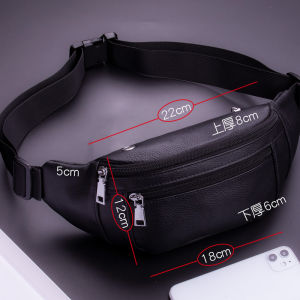Mens Leather Crossbody Bag Large Capacity Mobile Phone Waist Bag Fashionable First Layer Cowhide Chest Bag Multifunctional Backpack