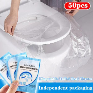 50pcs Disposable Toilet Seat Cover Mat Portable Waterproof Safety Toilet Seat Pad Travel Hotel Toilet Mat