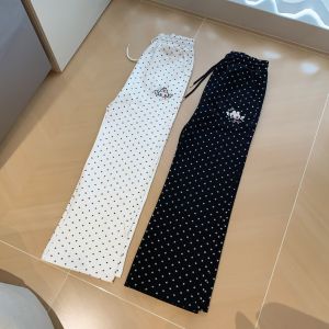 Versatile Double-Colored Straight Leg Pants with Embroidered Rabbit And Star Elements Comfortable High Waist Trousers