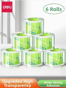 deli | Deli Transparent High Viscosity Tape Large Roll Box Sealing Wide Tape Seal Strong Adhesive Paper Packaging No Residue Packing Tape