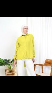 zalera id | Top Blouse Bela Kemeja Wanita Oversize | Atasan Wanita Dewasa Kekinian | Baju Wanita Terbaru | Blouse Cantik Kasual Polos Lengan Panjang