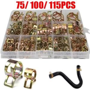 75/100/155PCS Car Truck Spring Clips Fuel Oil Water Hose Clip Pipe Tube Clamp Fastener Assortment Kit