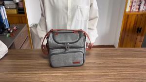 Lunch Bag Double-Layer Insulated Lunch Box Large Refrigerated Handbag with Detachable Shoulder Strap Open Hot Meal Preparatio