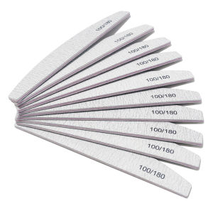 Nail File Buffer 100/180 Grit Half Moon Nail Files Double Side Sandpaper Nail Sanding Grinding Gel Nail Polish Manicure Tool