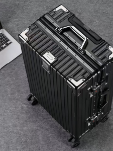 Ultra-Light Aluminum Frame Luggage Bag Travel Suitcase for Men And Women 20 Inch Carry-On Silent Wheels Stripe Pattern