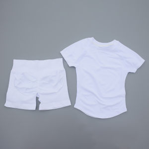 AURA SHARK 2Pcs Seamless Yoga Set Short Sleeve Crop Top & Sports Shorts Women Workout Running Fitness Gym Suit