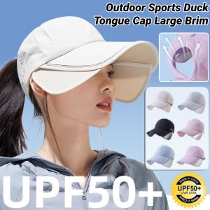 Outdoor Sports Duck Tongue Cap Large Brim Womens Sun Visor Hat UV Protection Baseball Cap Peaked Cap For Travel Riding