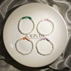 KALINAW Cute Smiley Face Candy Colored Pastel Beaded Bracelet