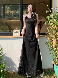 Elegant High Neck Lace Bodycon Dress with Strap to Ankle 130cm Long Original Design for Tall Women Slimming Effect